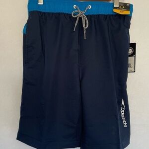 NWT Speedo Men’s Navy Blue Swim Trunks; Size Small; UPF 50+ Pool Beach